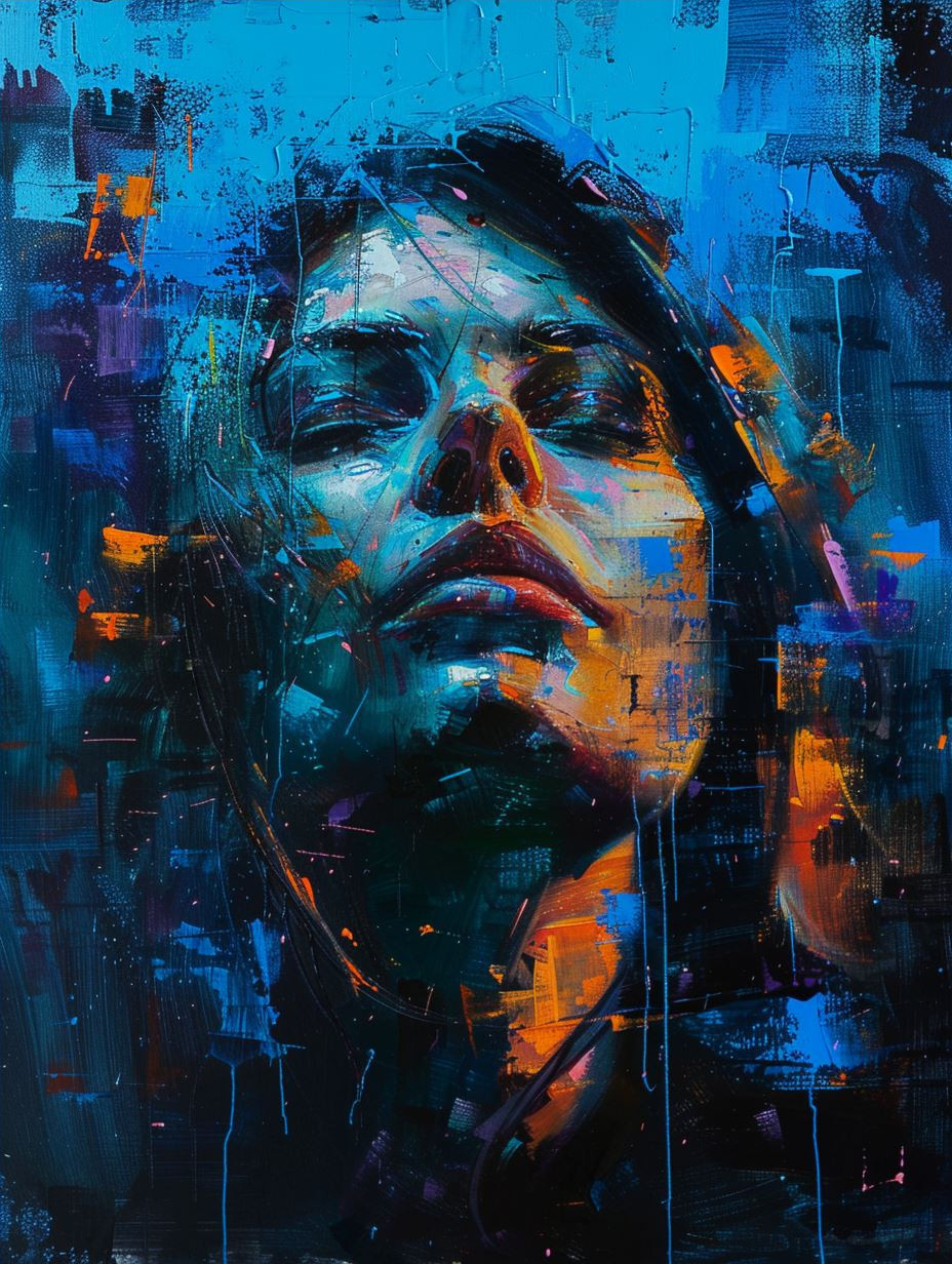 Electric Blue Abstract Portrait - Image 4