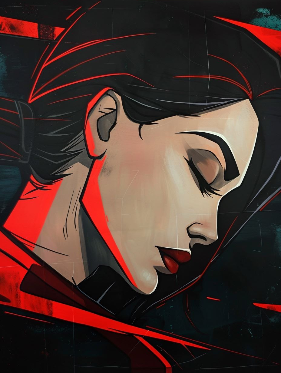 Cybernetic Noir Crimson Glow - Image 3
