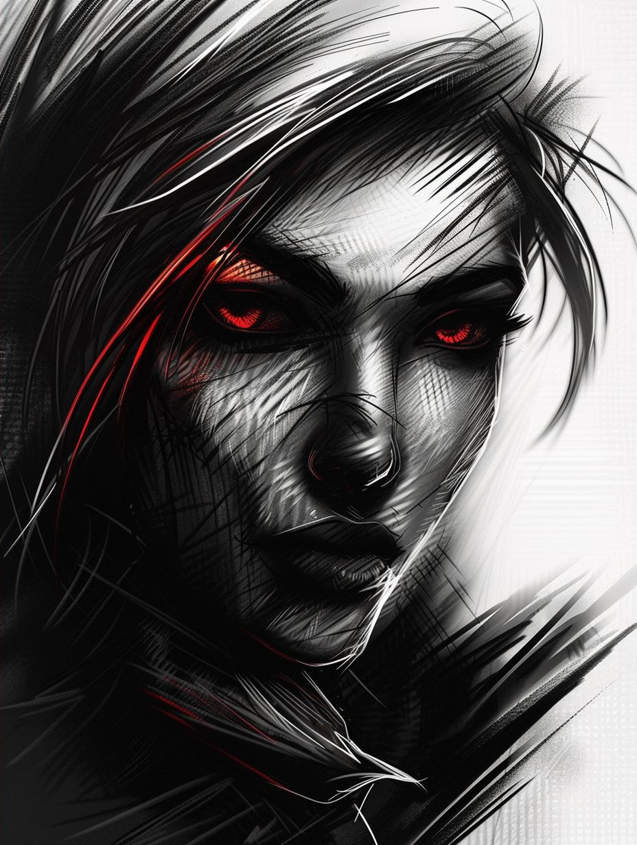 Crimson Ember Digital Portrait - Image 2