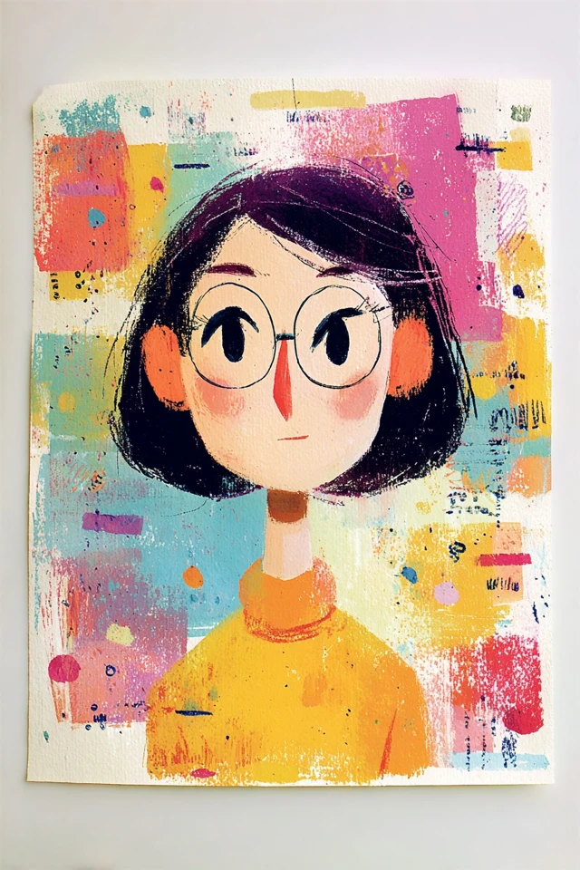 Vibrant Mixed Media Portrait - Image 1