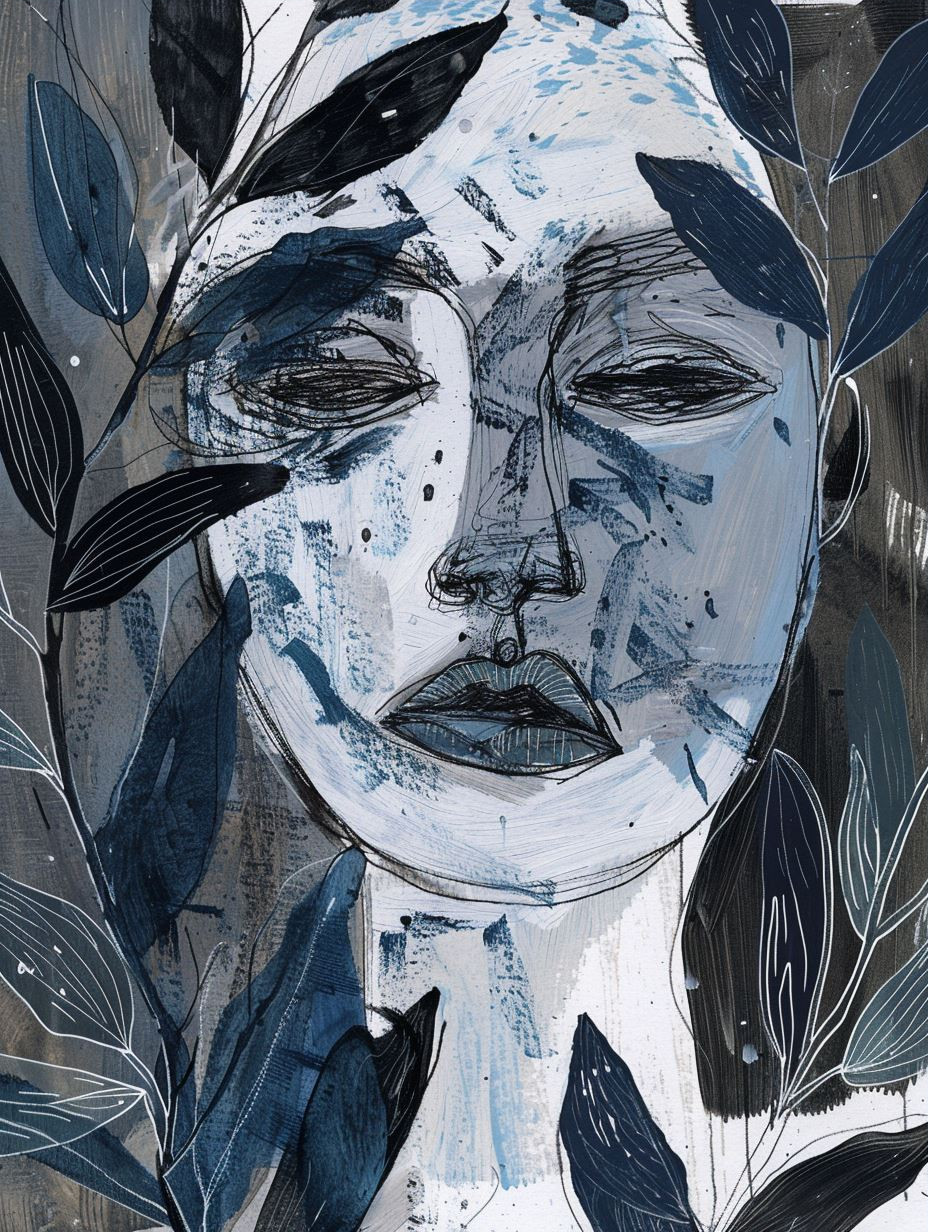 Abstract Blue Fragmented Portrait - Image 3