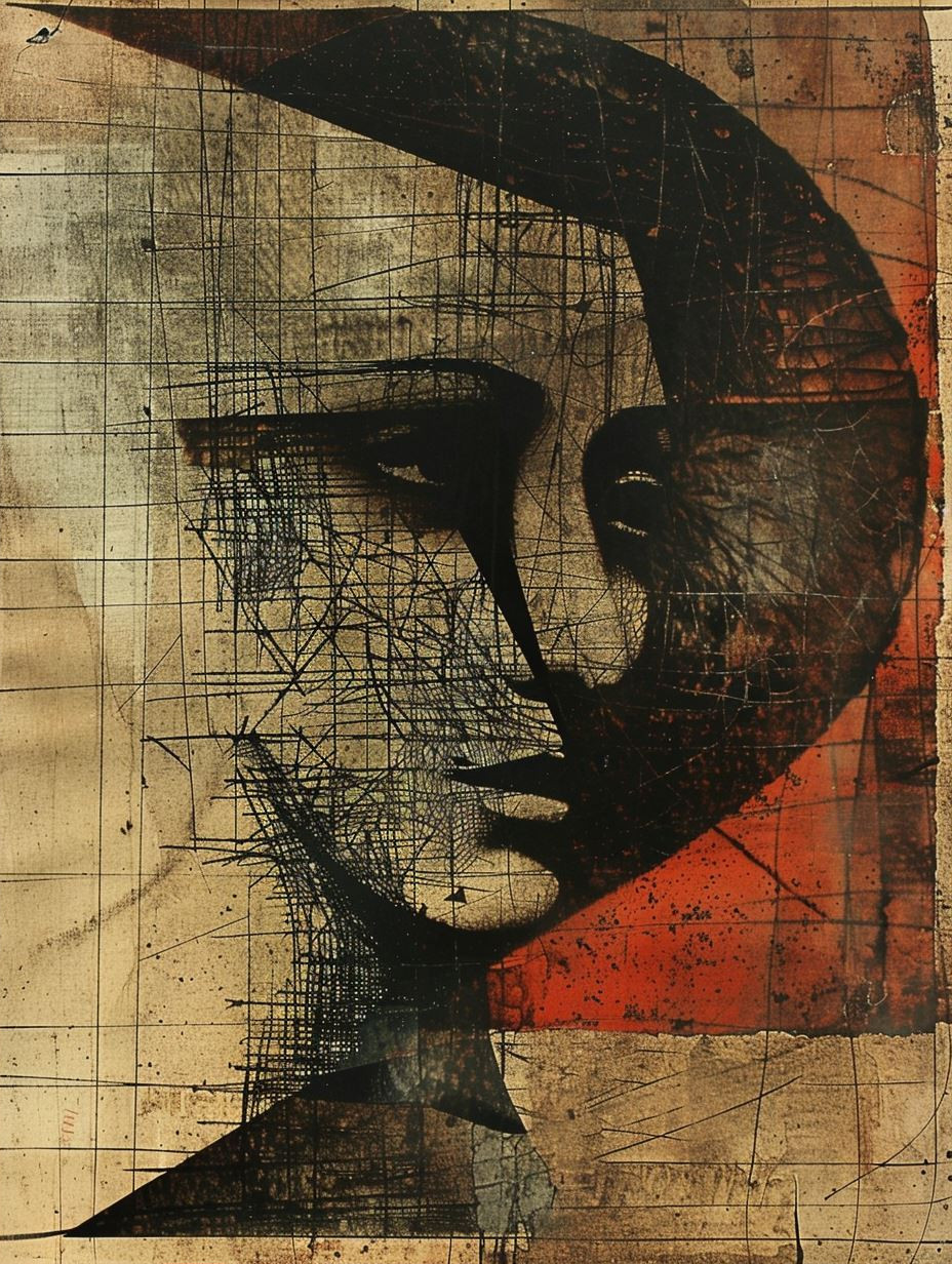 Fragmented Souls in Crimson and Ochre - Image 2