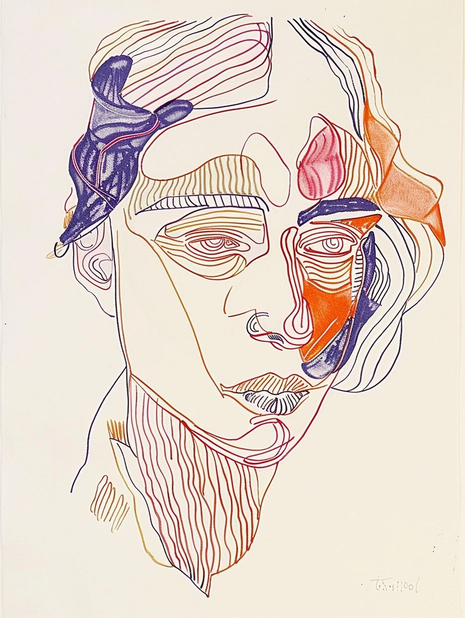 Vibrant Linear Contour Portrait - Image 2