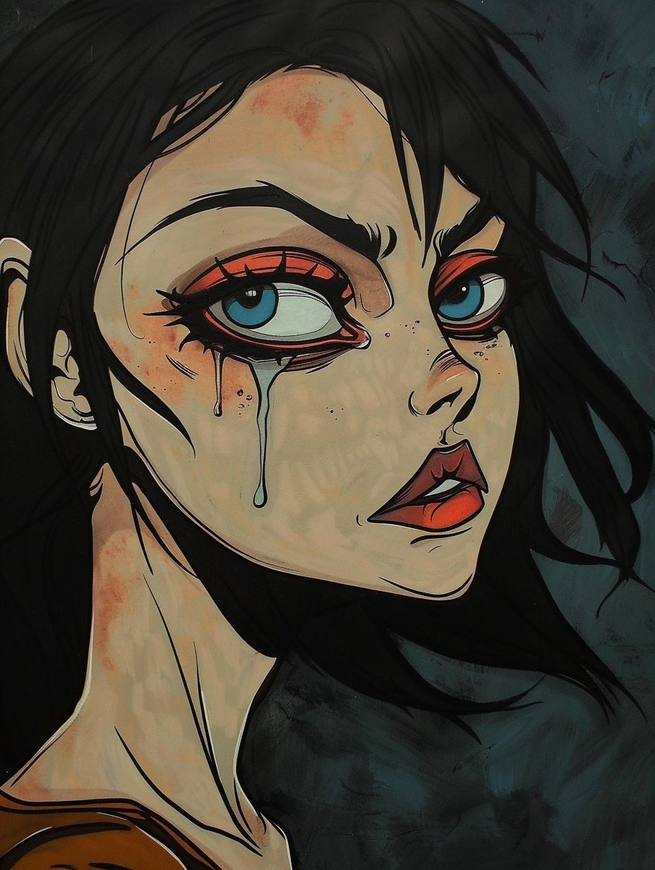 Melancholic Gaze in Ink - Image 3