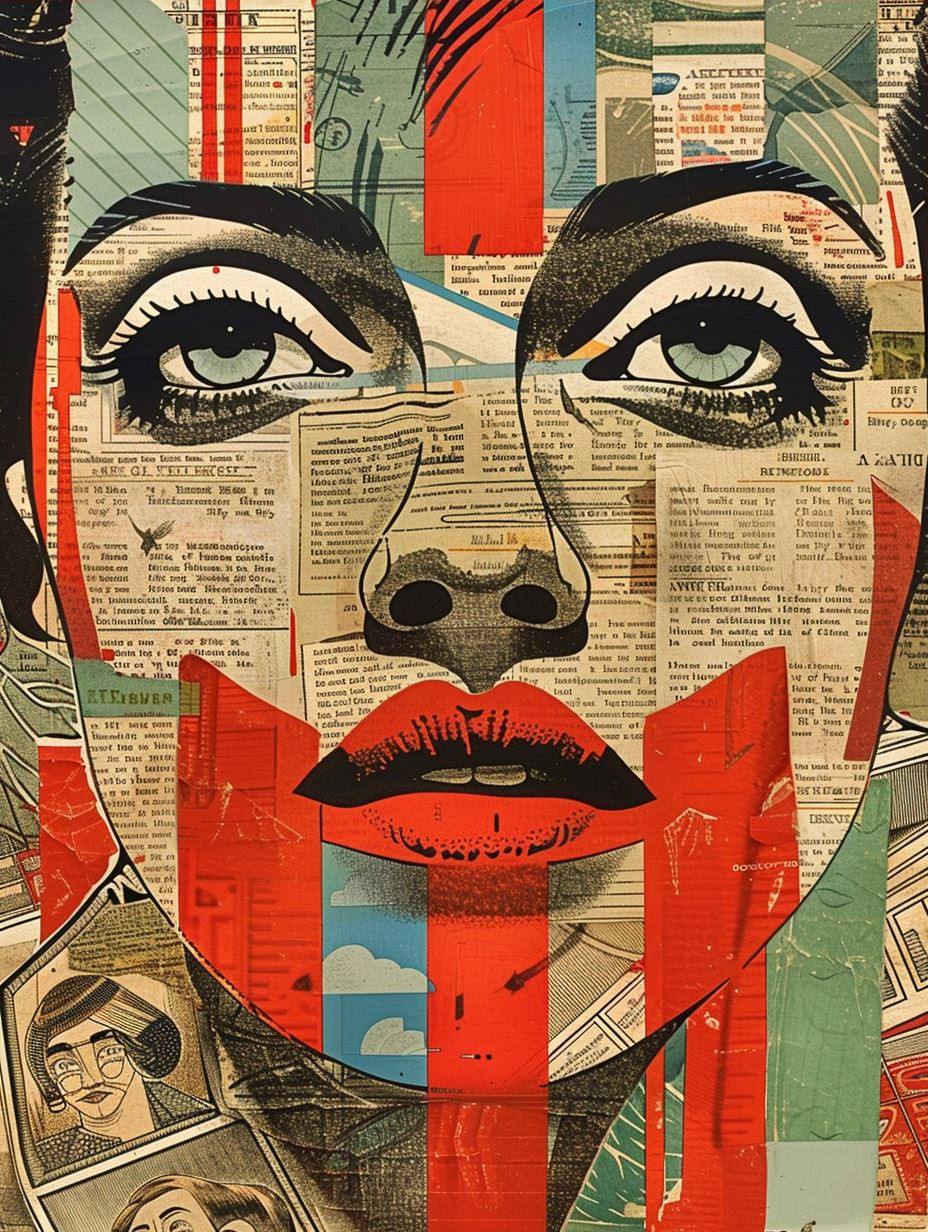 Vintage Newspaper Collage Portrait - Image 3