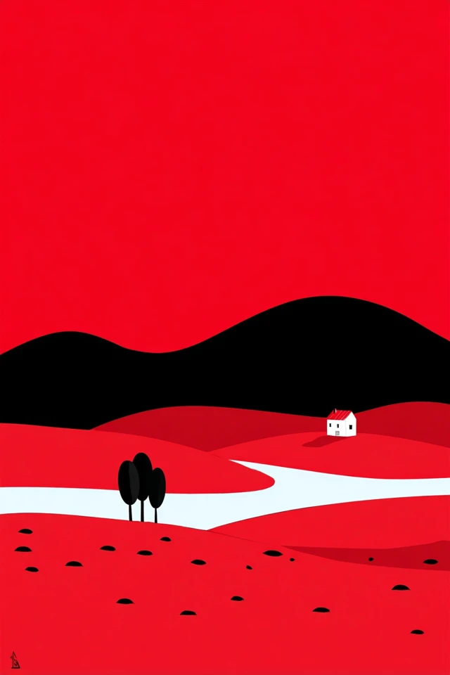 Crimson Minimalist Muse - Image 2