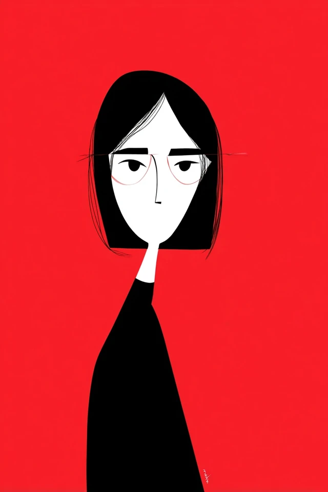 Crimson Minimalist Muse - Image 1