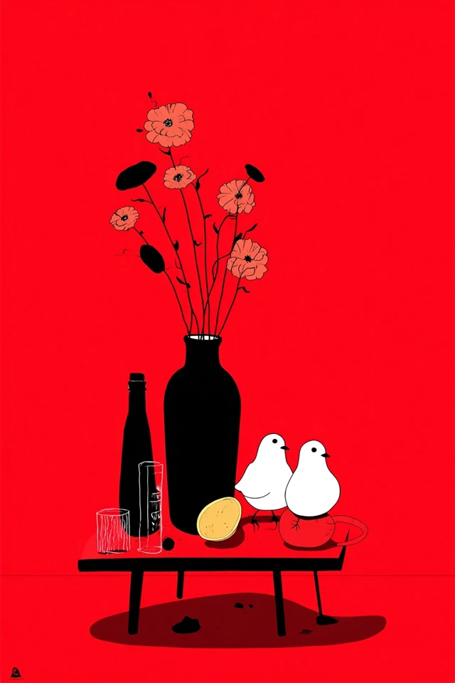 Crimson Minimalist Muse - Image 3
