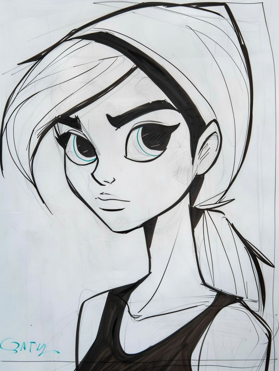 Azure Gaze Anime Sketch - Image 4