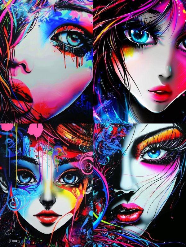 Neon Dreams: A Quad-Portrait Study