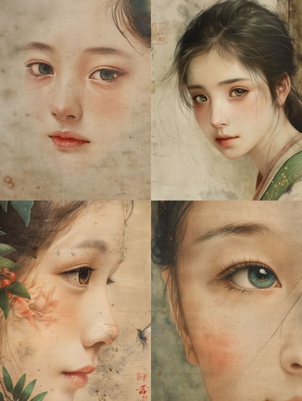 Ethereal Asian Ink Portraits