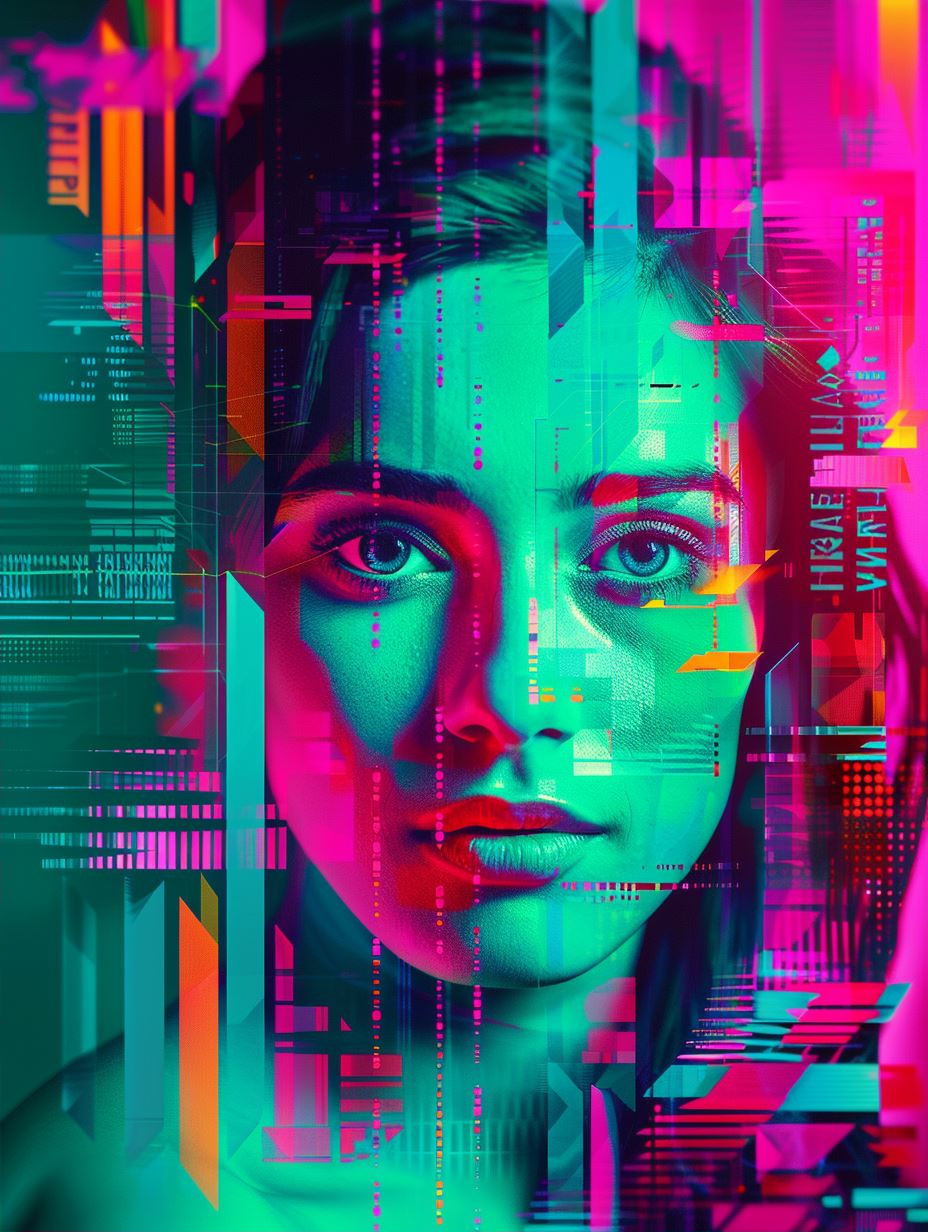 Neon Glitch Cybernetic Portraits - Image 2