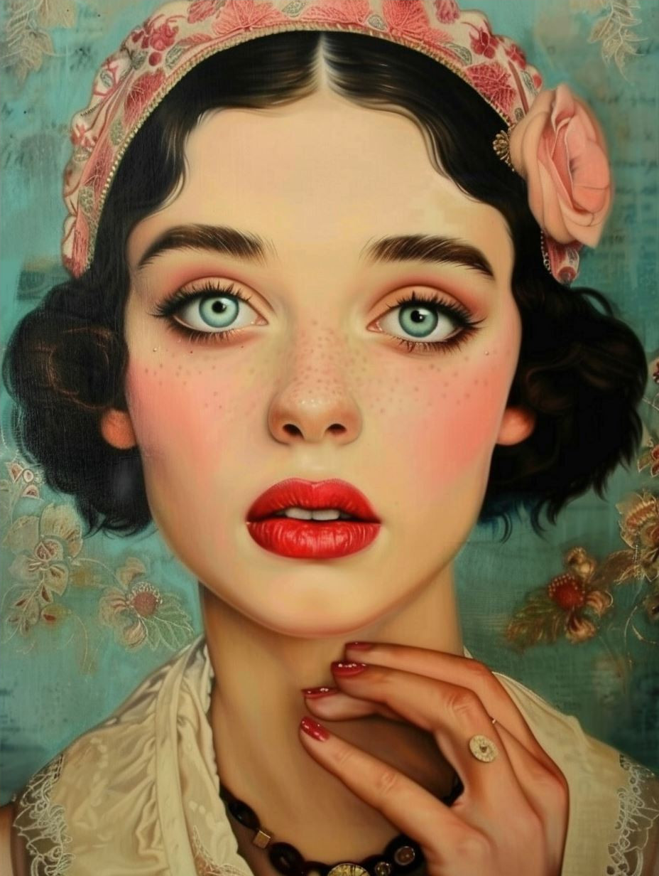 Vintage Floral Portraiture Elegance - Image 4