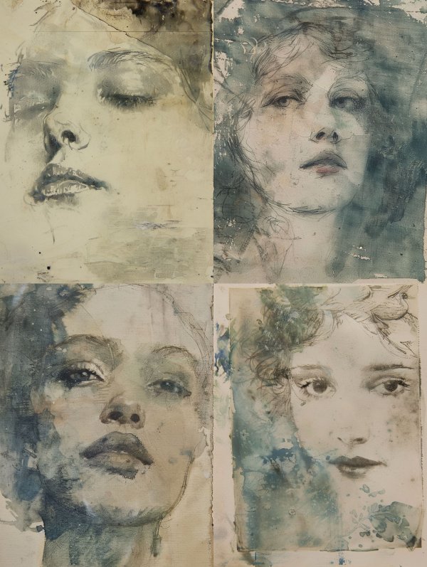 Ethereal Whispers of Four Dreaming Faces