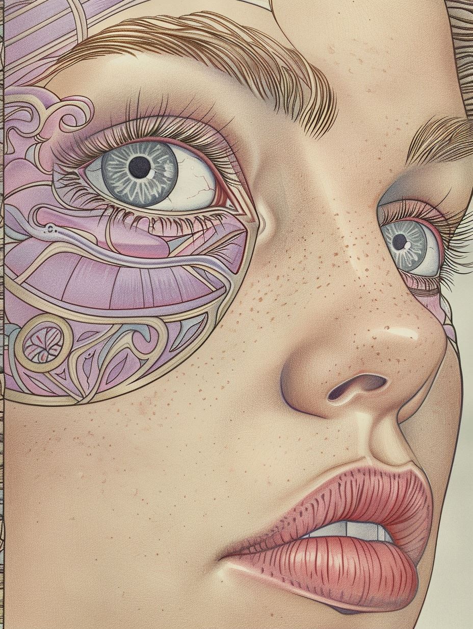 Ethereal Pastel Line Art Portrait - Image 2