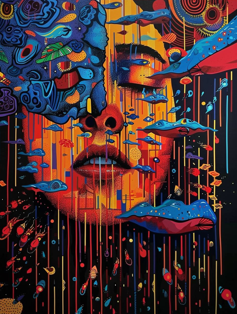 Neon Psychedelic Fragmented Portrait - Image 4