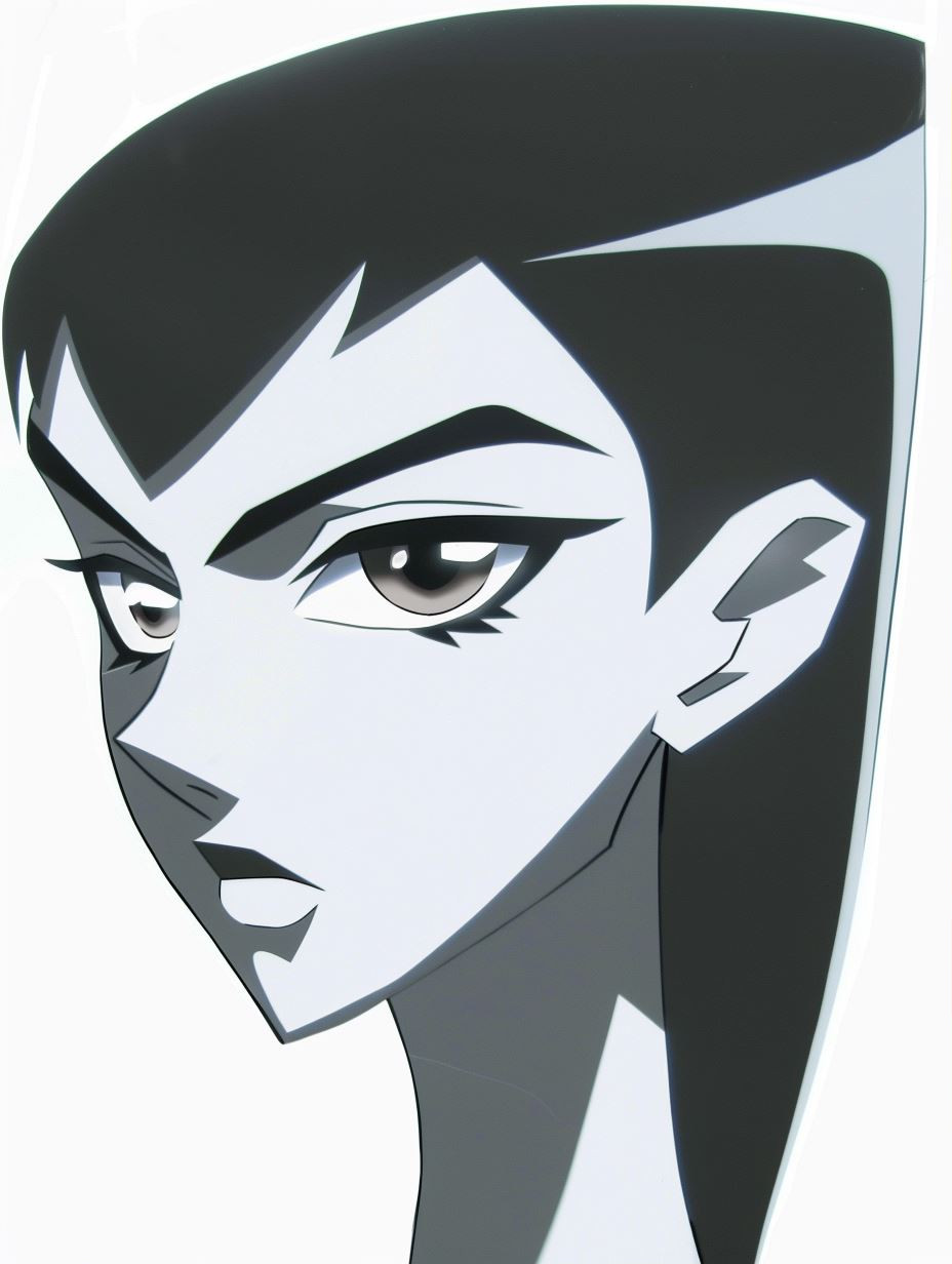 Monochrome Geometric Anime Portrait - Image 1