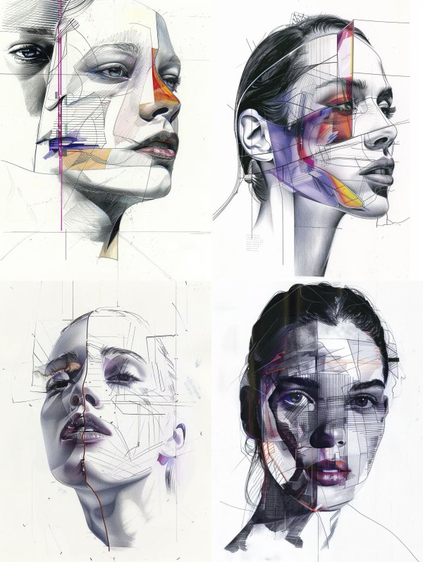 Fragmented Geometric Portrait Studies