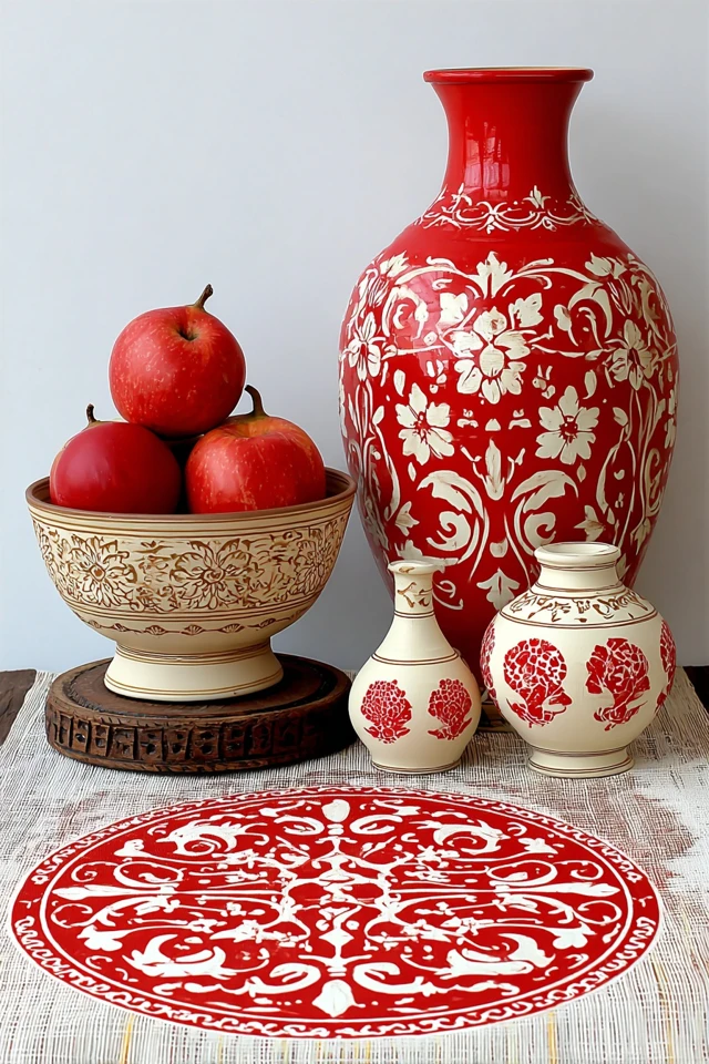 Crimson Floral Portrait - Image 3