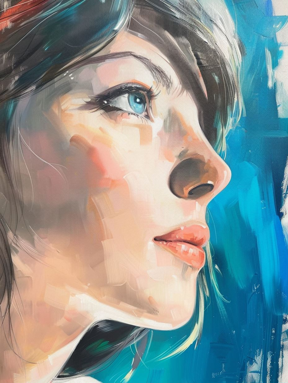 Azure Dreams: Digital Portrait Series - Image 1