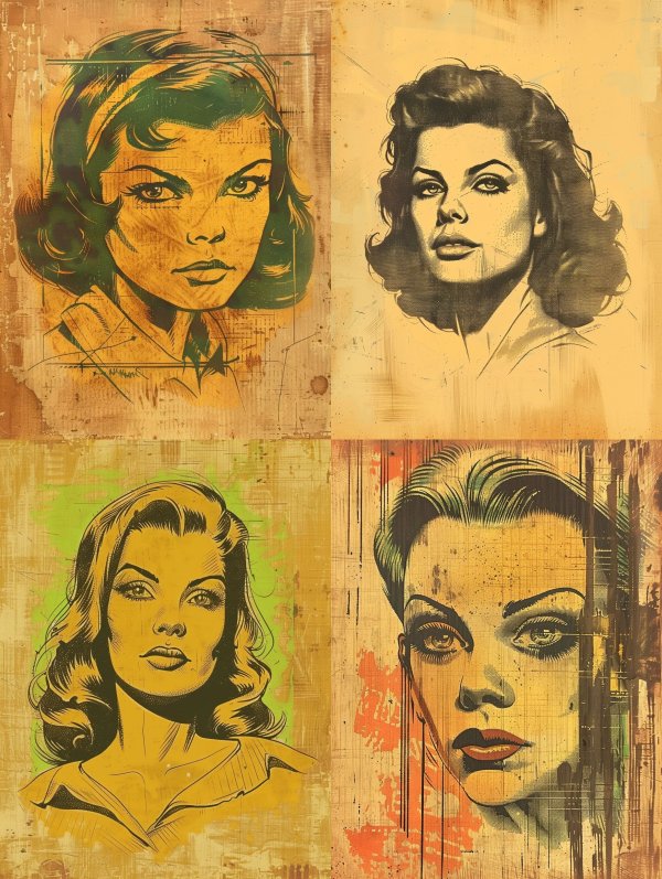 Vintage Pop Art Noir Portrait