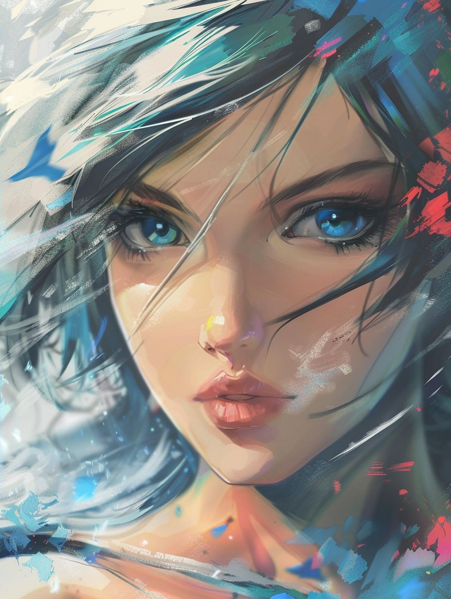 Azure Dreams: Digital Portrait Series - Image 2