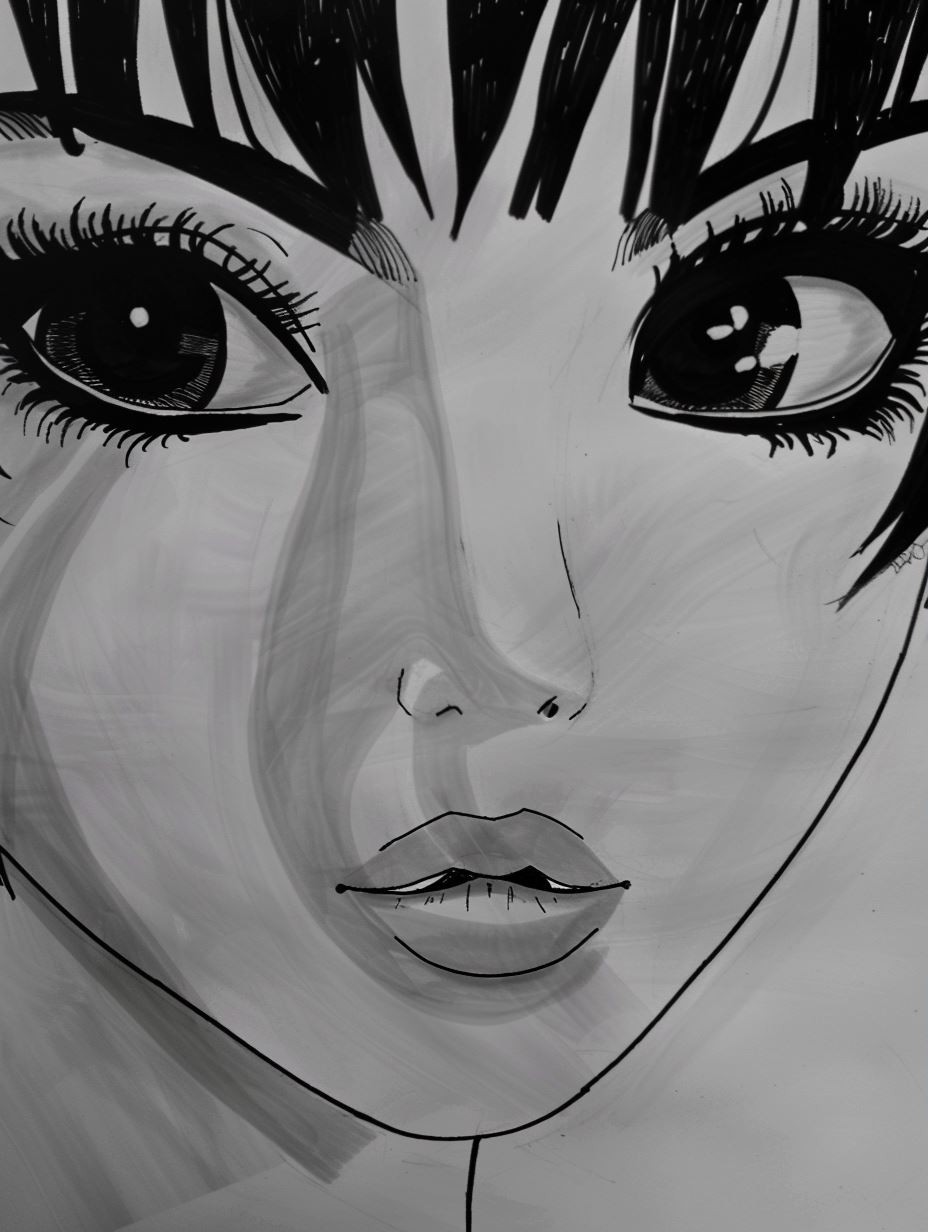Noir Manga Portrait Study - Image 1