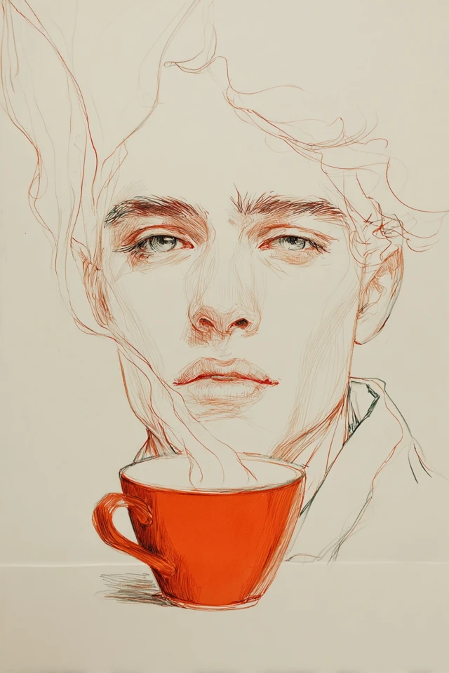 Crimson Sketch Elegance - Image 4