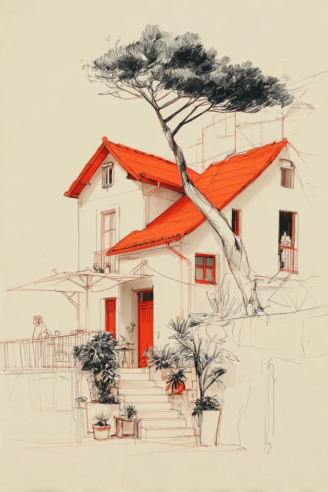 Crimson Sketch Elegance - Image 6