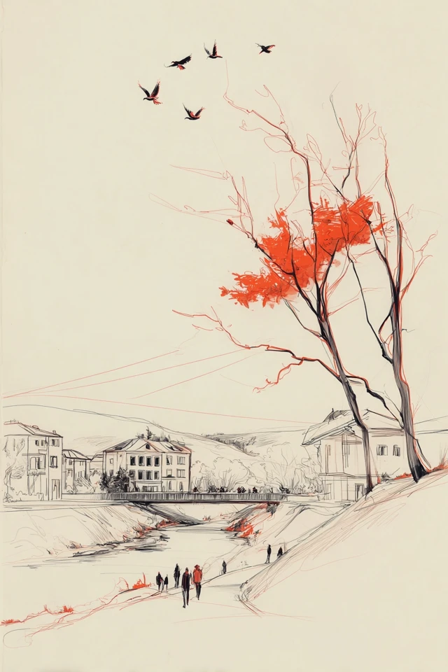 Crimson Sketch Elegance - Image 2