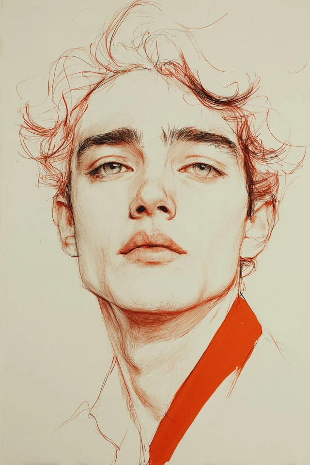 Crimson Sketch Elegance - Image 1