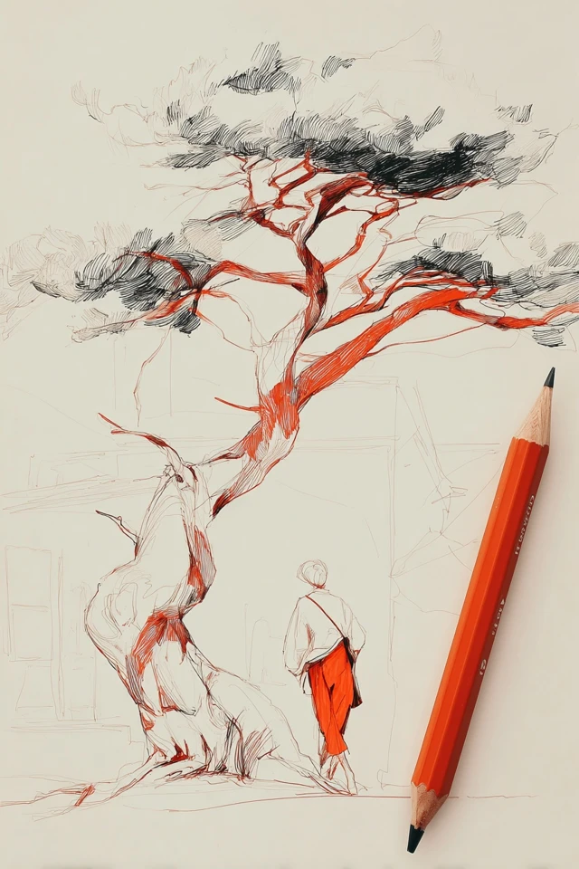 Crimson Sketch Elegance - Image 5