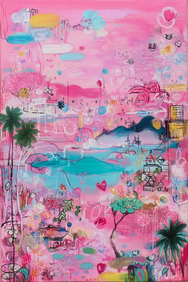 Pink Dreams in a Mixed Media World - Image 2