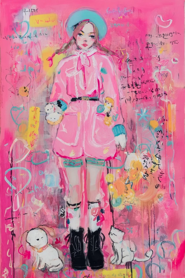 Pink Dreams in a Mixed Media World - Image 1