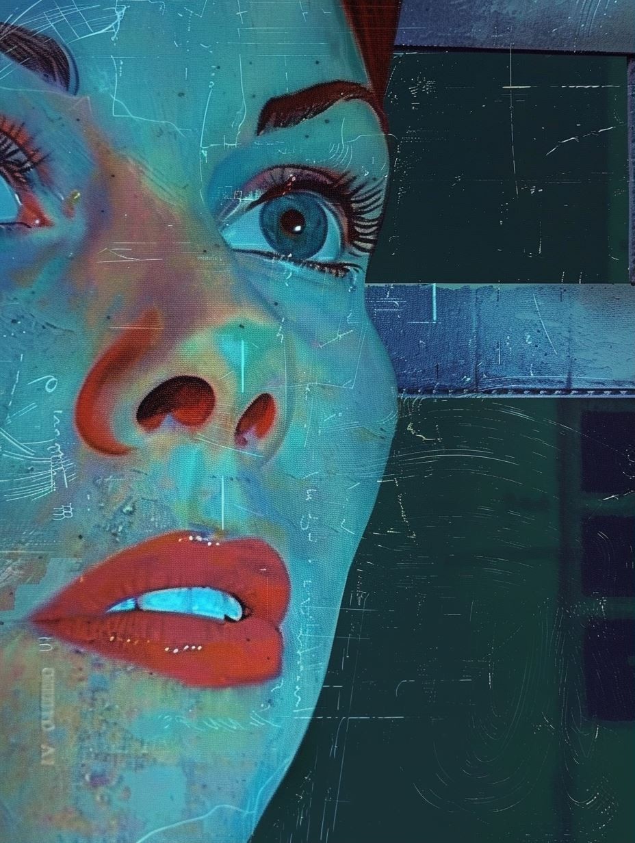 Neon Glitch Cybernetic Portrait