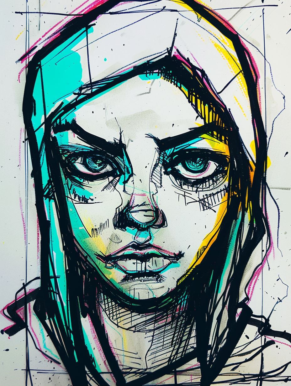 Neon Noir Portrait Sketches - Image 1