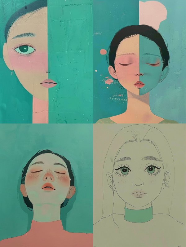Teal Fragmented Muse