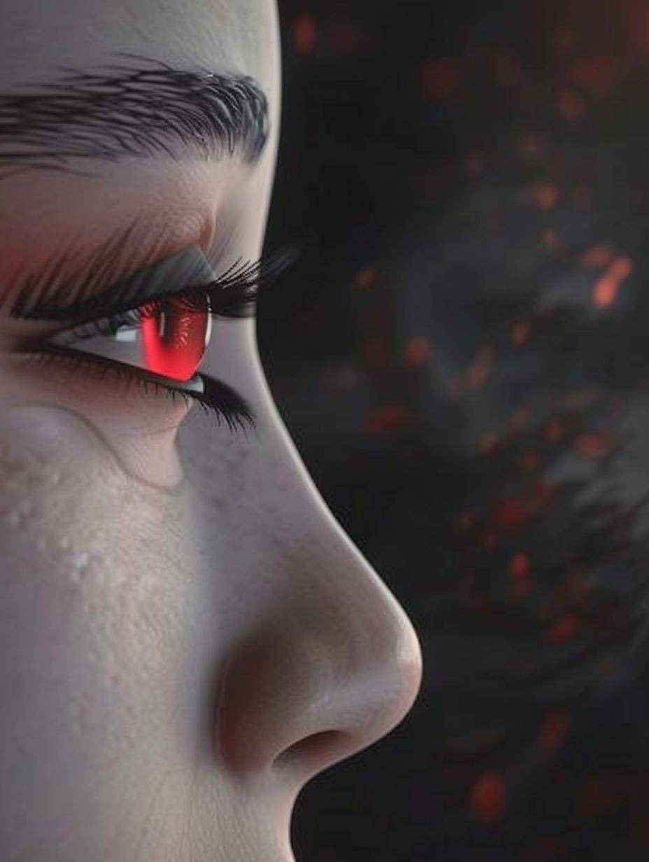 Crimson Gaze in Dark Void - Image 1