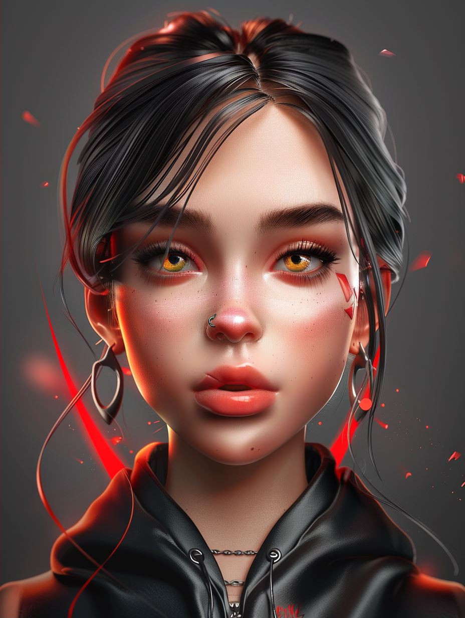 Crimson Glow Cyberpunk Portraits - Image 2