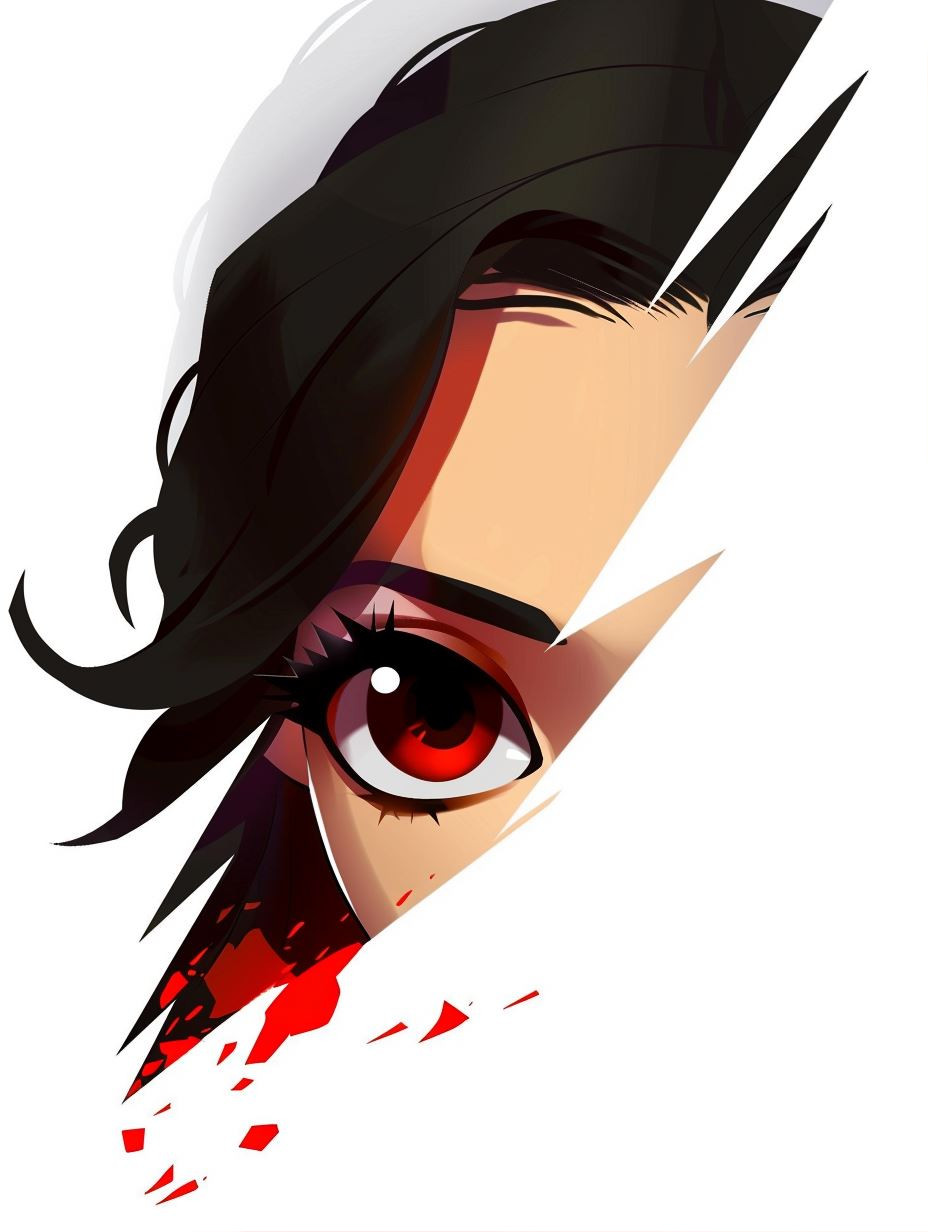 Crimson Gaze Shadow Portrait - Image 1