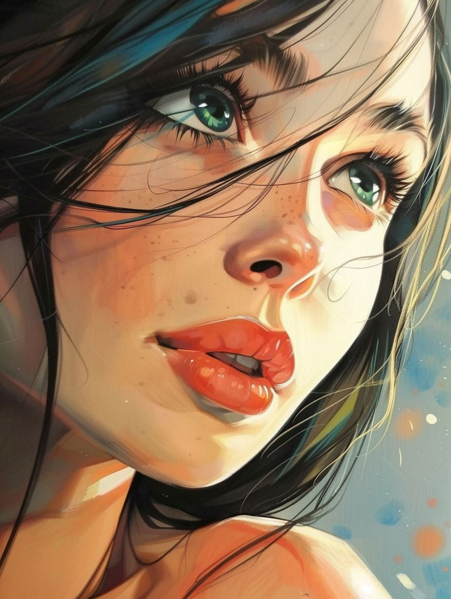 Ethereal Gazes: Digital Portrait Study - Image 2