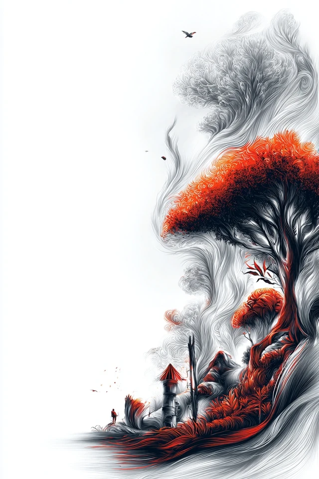 Crimson Whispers in Monochrome - Image 2