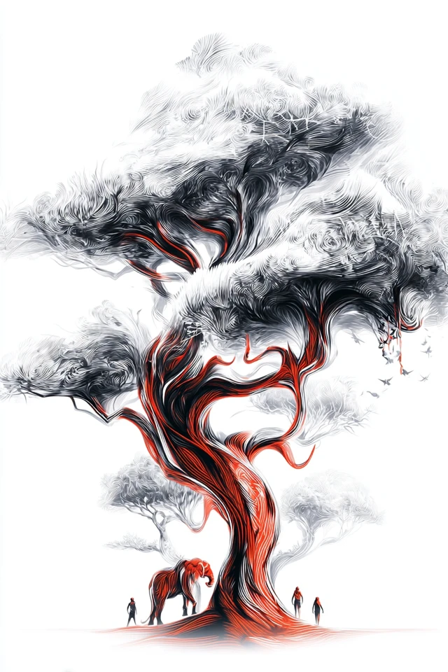 Crimson Whispers in Monochrome - Image 5