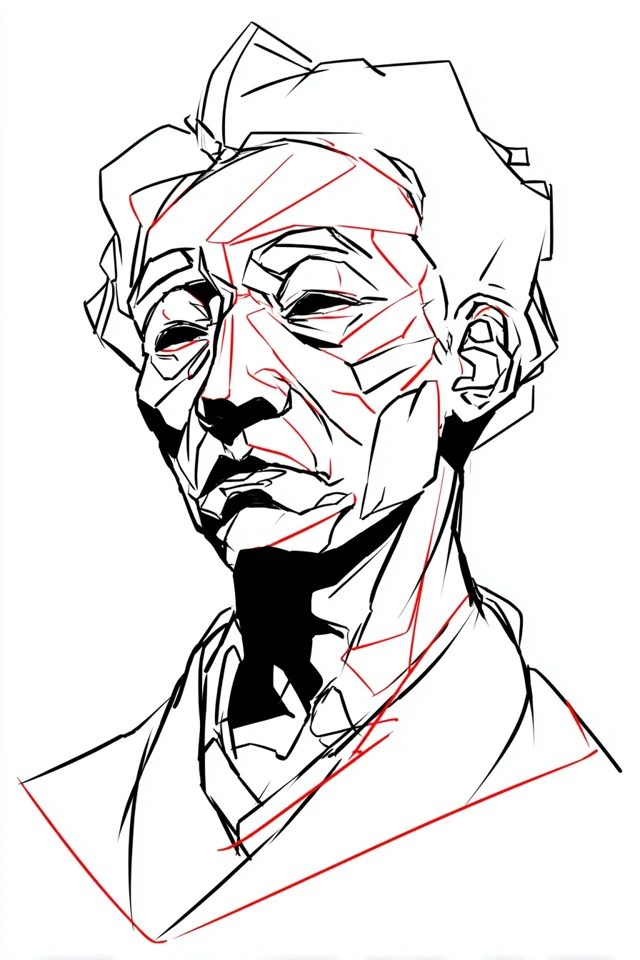 Angular Ink Portrait - Image 1