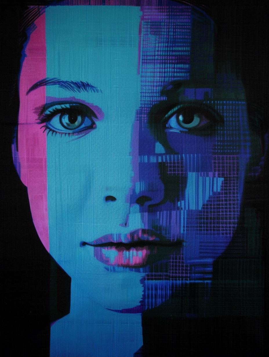 Digital Glitch Neon Portrait