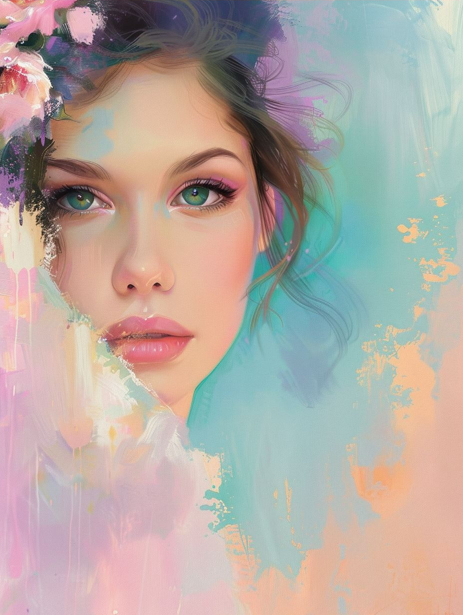 Ethereal Blooms: A Pastel Portrait Series - Image 4