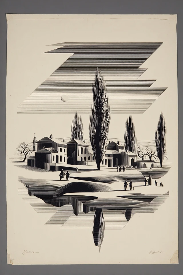 Precision in Line: Woodcut Art Collection - Image 2