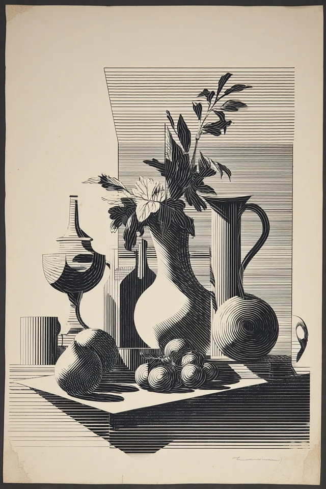 Precision in Line: Woodcut Art Collection - Image 3