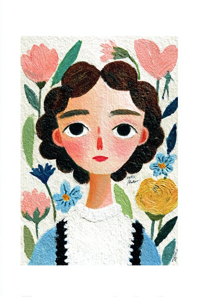 Floral Folk Portrait - Image 1