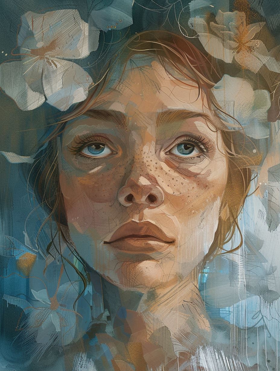 Ethereal Bloom Digital Portrait - Image 1